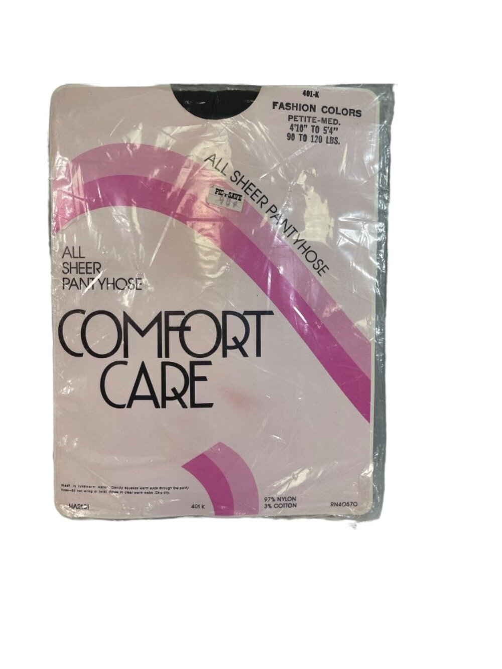 Comfort Care All Sheer Pantyhose Petite-Medium 410"-5'4" 90-120 Lbs Black